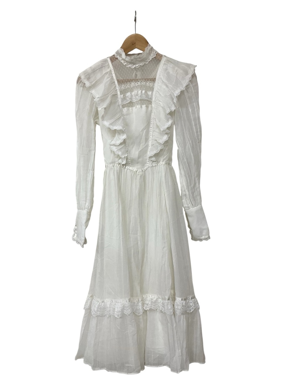 Vintage 70s Gunne Sax White Prairie Wedding Dress S